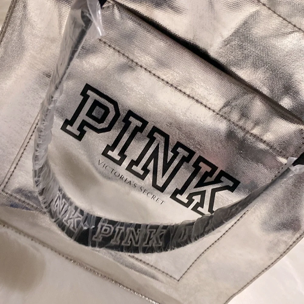 Victoria’s Secret Metallic Silver Shopping Bag NWT Excellent Condition